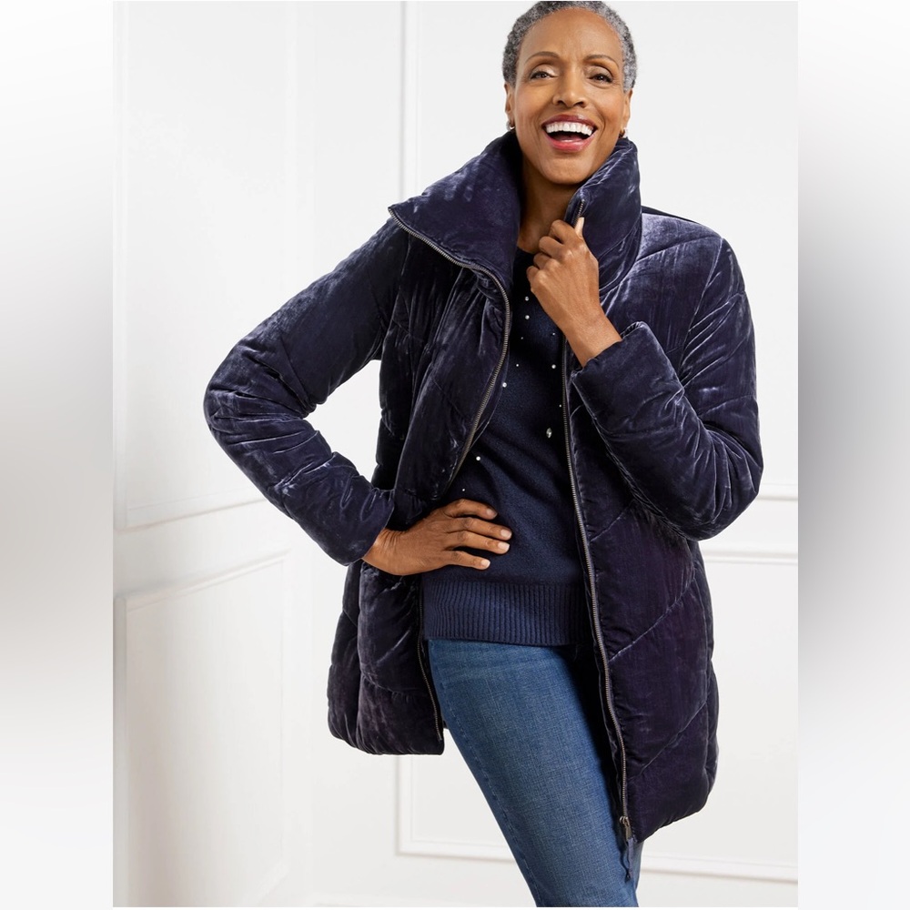 Talbots NWT Velvet Quilted Down Puffer Coat/Jacket size L